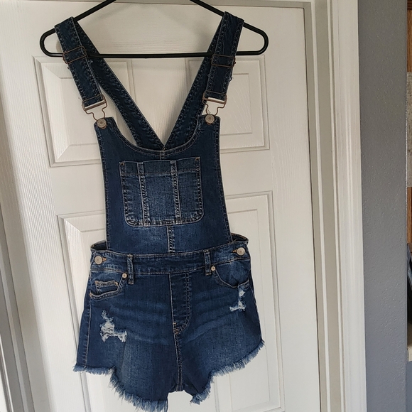 Overalls U2B Urban Basics denim adjustable straps stretchy shorts - Picture 1 of 14